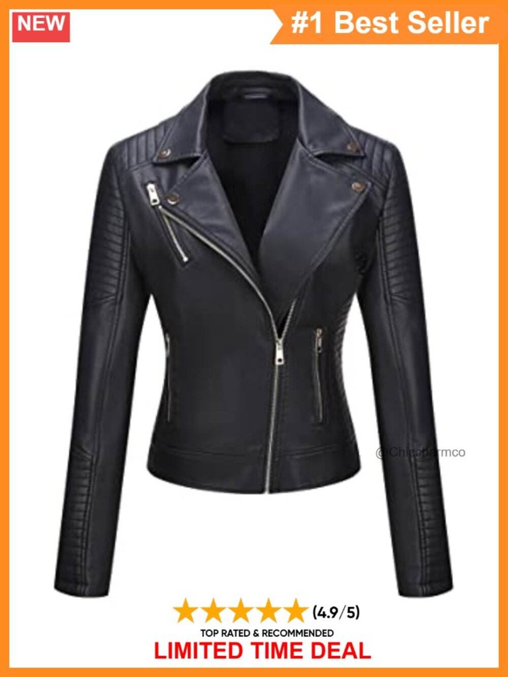 Faux Leather Moto Jacket Lightweight Biker Casual Women's Outerwear